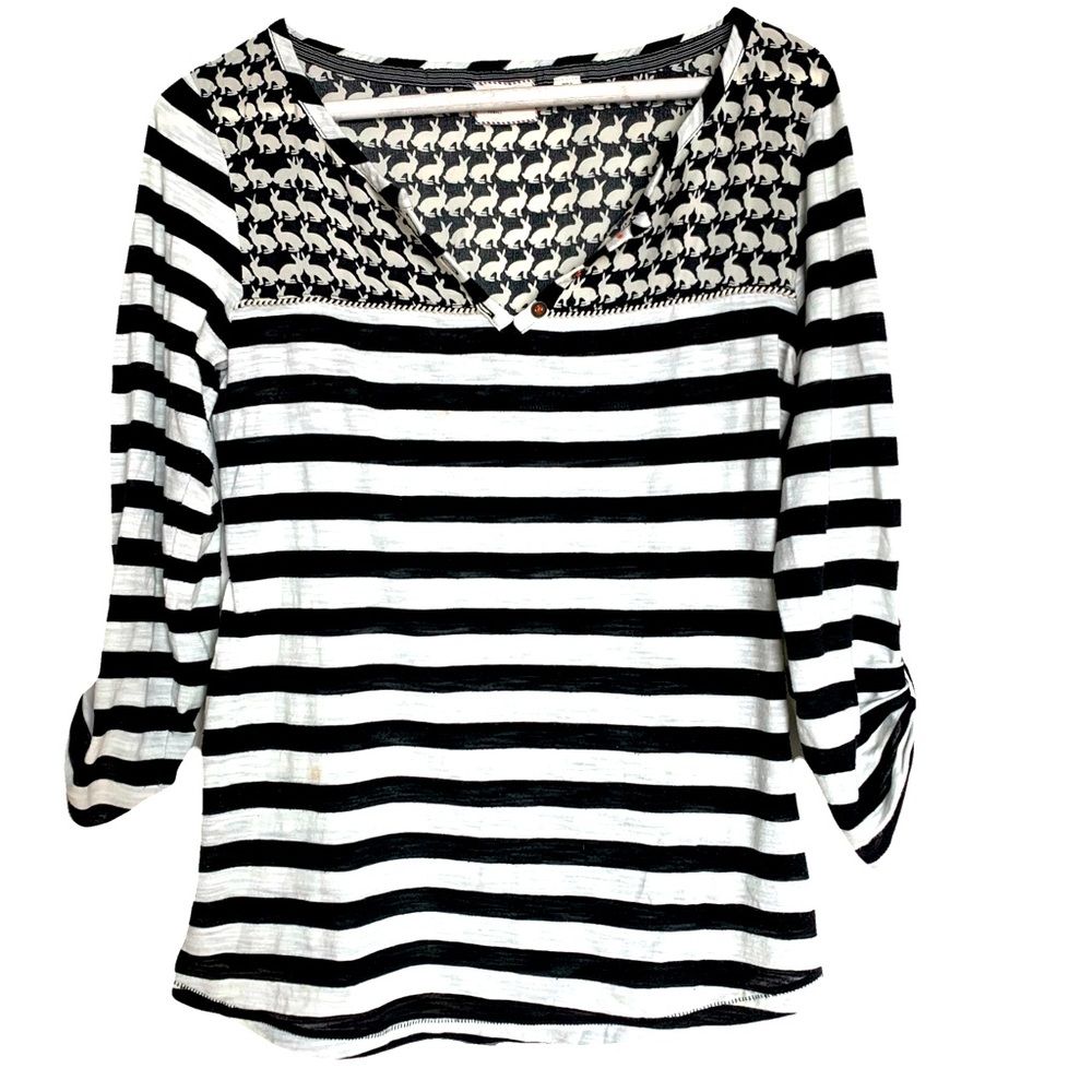 Postmark by Anthropology Rabbit B&W Shirt. XS